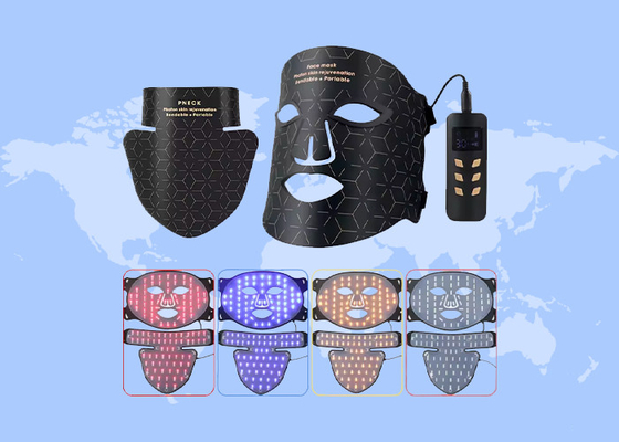 4 colori di luce a led con maschera di silicone a infrarossi per la cura della pelle